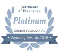 Platinum Certificate of Excellence 2019 - Bridebook Wedding Awards