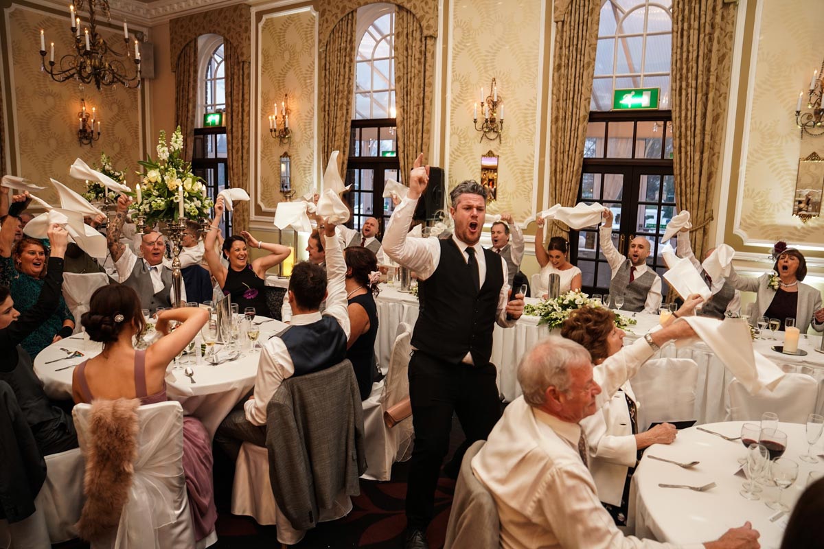 Michael havingLo a fab time getting the napkins waving 