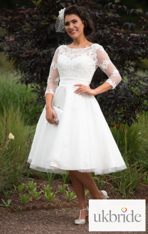 Timeless Chic Polly Tea Lengh Wedding Dress With Sleeves (19).png