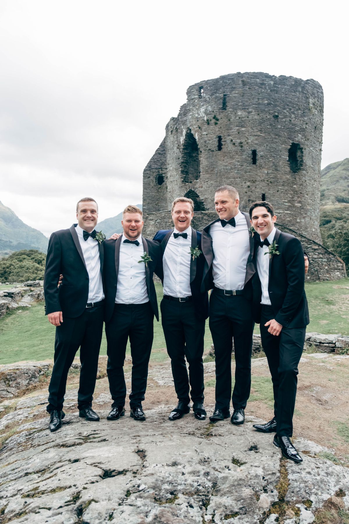 The Grooms party at the castle