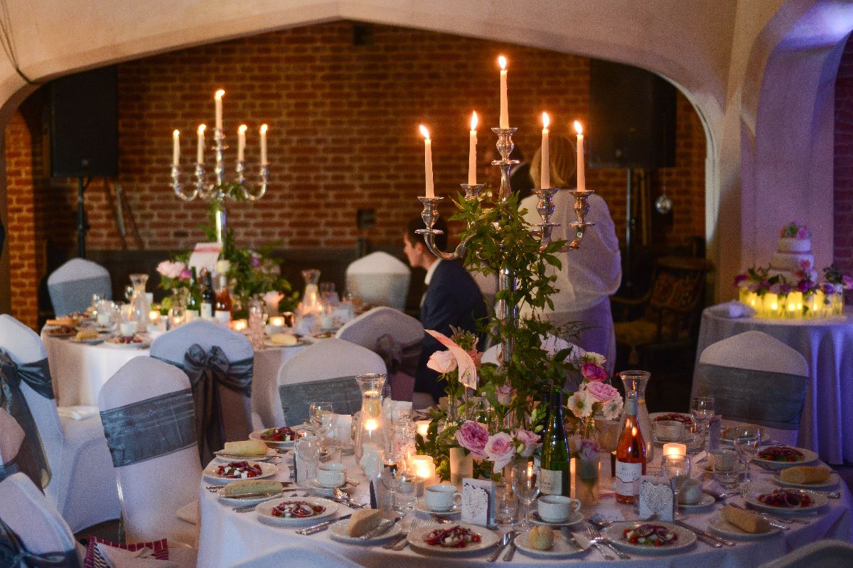 An intimate dinner inside the castle